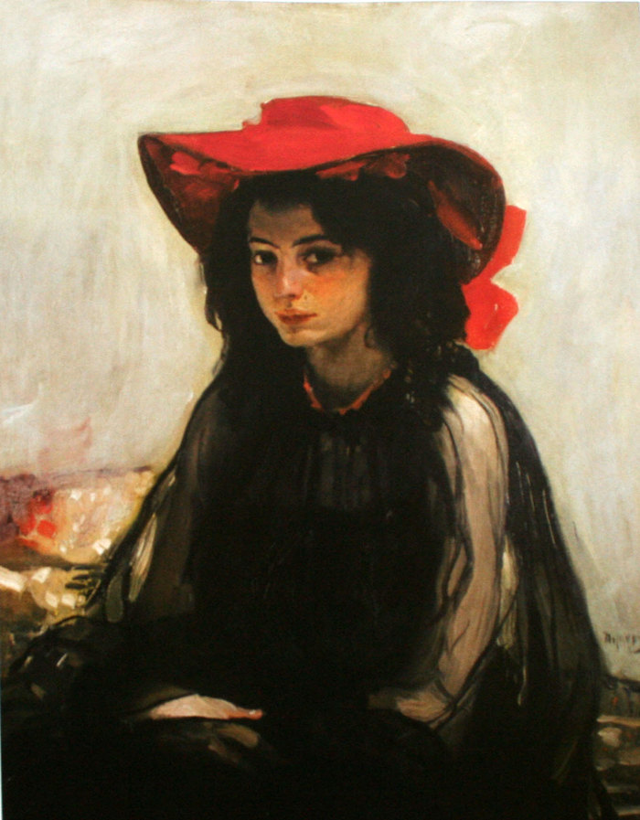 Oleksandr Murashko's painting - Girl in a Red Hat