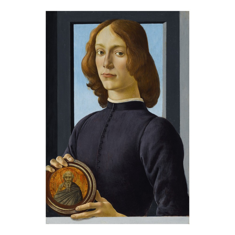 Sandro Botticelli's painting - Portrait of a young man with a medallion
