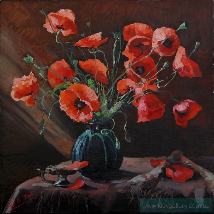 Painting «Bouquet of poppies», oil, canvas. Painter Mykytenko Viktor. Buy painting