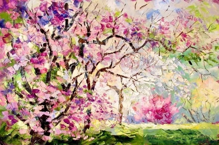 Картина «Квітучий сад. Магнолії», олійні фарби, полотно. Художниця Колос Анна. Купити картину