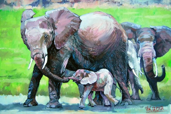 Картина “Семья слонов“