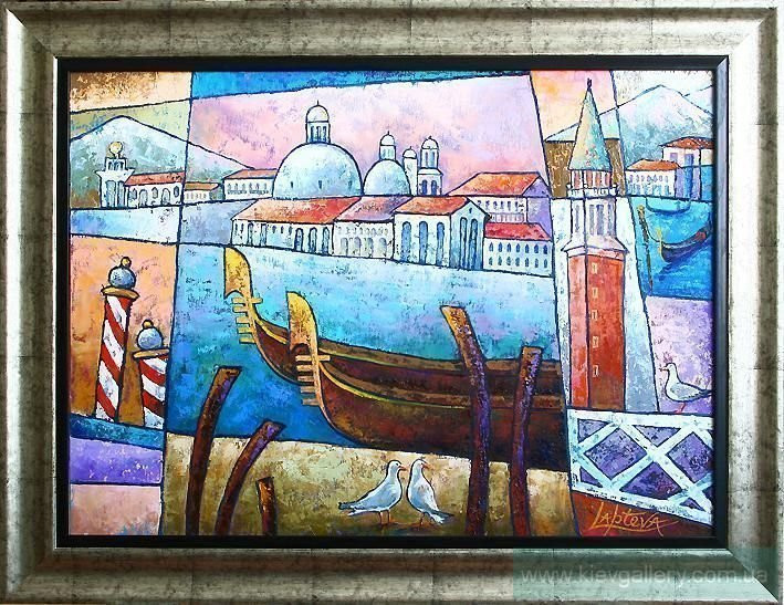 Картина «Венеціанські гондоли», олійні фарби, полотно. Художниця Лаптєва Вікторія. Купити картину