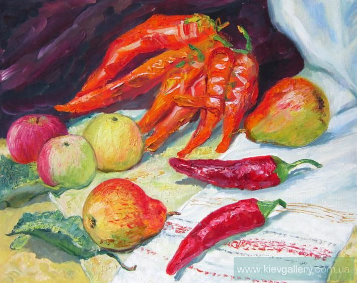 Painting «Still Life with Vegetables», oil, hardboard. Painter Tytulenko Volodymyr. Buy painting