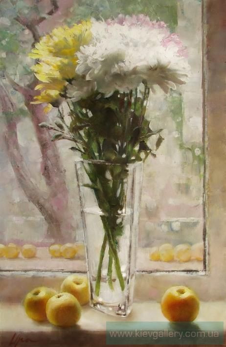 Картина «Хризантеми», олійні фарби, полотно. Художниця Проценко Ірина. Продана