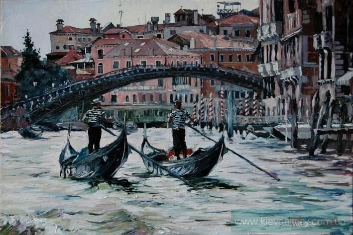 Painting “Venice. Two gondoliers“
