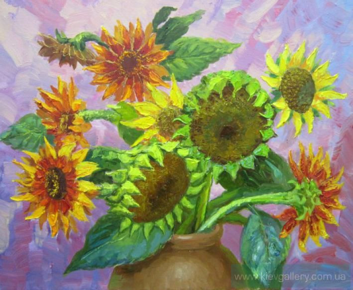 Painting “Sunflowers in a pot“