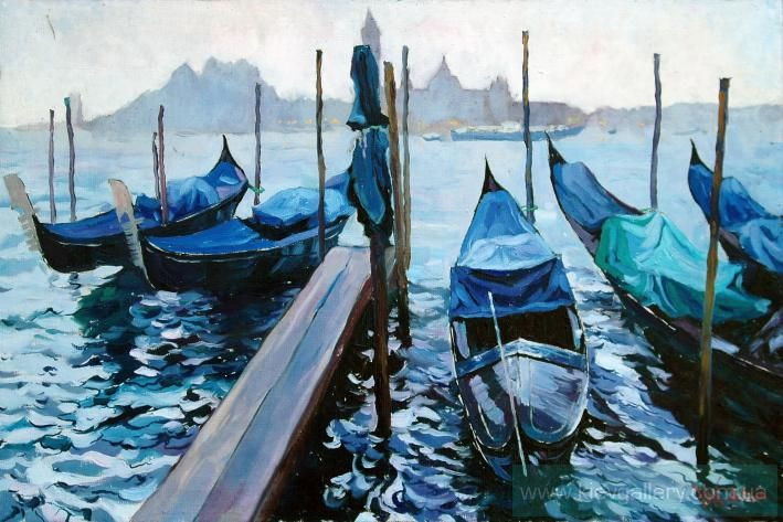 Painting “Gondolas and the city in the distance“
