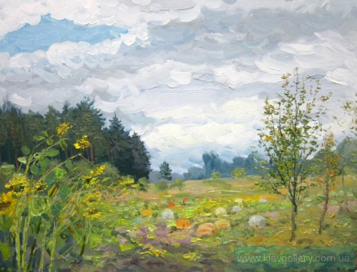 Painting «October in the garden», oil, hardboard. Painter Tytulenko Volodymyr. Buy painting