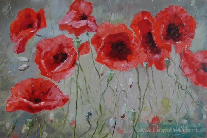 Painting «Field flowers. Poppies», oil, canvas. Painter Mykytenko Viktor. Buy painting