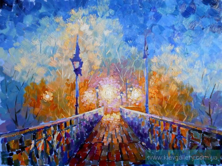 Картина “Вечер в парке. Мост“