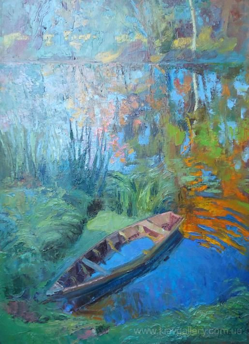 Painting «Boat in the shade», oil, canvas. Painter Dobriakova Dariia. Buy painting