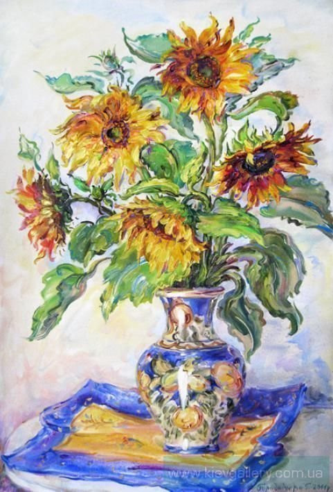 Painting “Sunflowers in a vase“