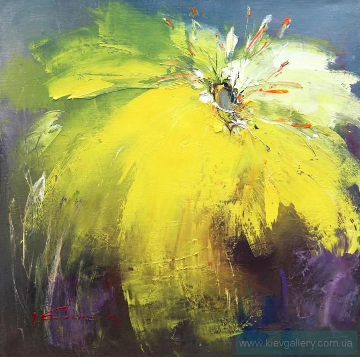 Painting «Yellow flower», oil, canvas. Painter Yevsyn Ihor. Sold