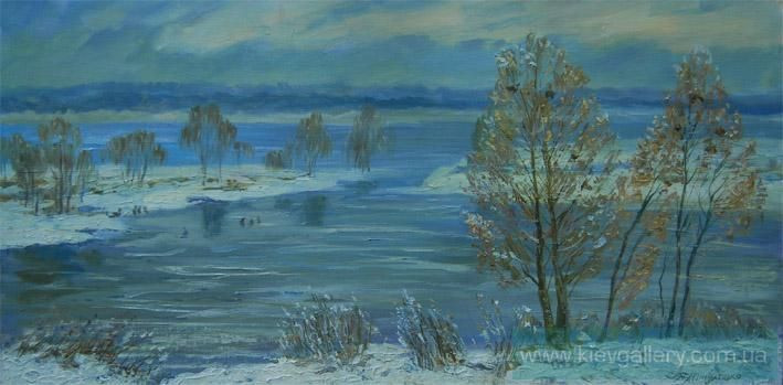 Painting «Winter on Obolonskyi inflow», oil, canvas. Painter Tytulenko Volodymyr. Buy painting