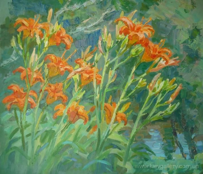 Painting «Garden lily», oil, canvas. Painter Kutilov Yurii. Buy painting