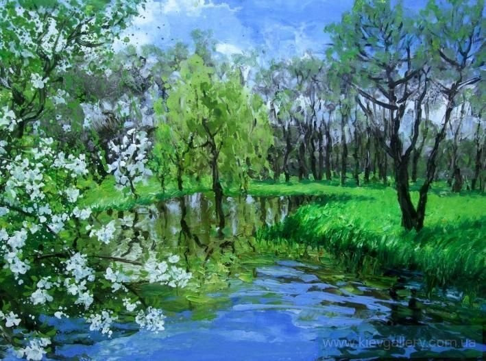 Картина «Весна на Стугні», олійні фарби, полотно. Художниця Самойлик Олена. Купити картину