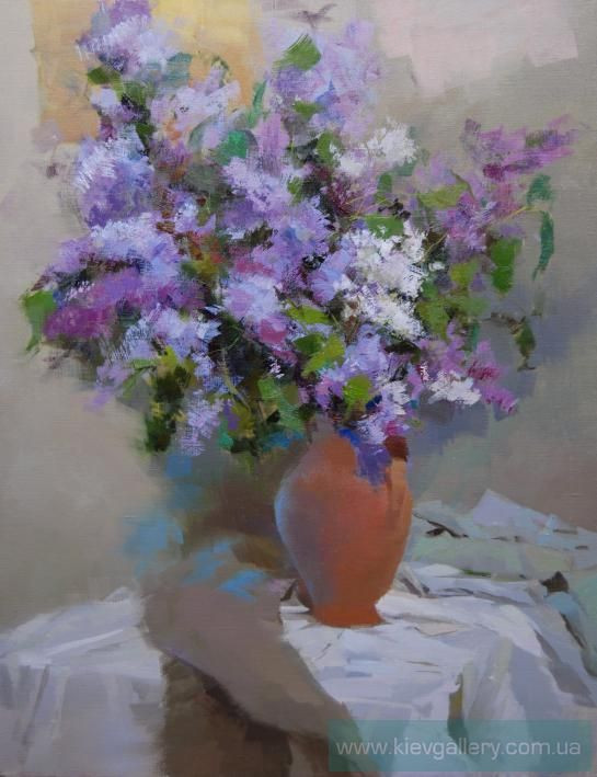 Painting “Lilacs in a clay jar“