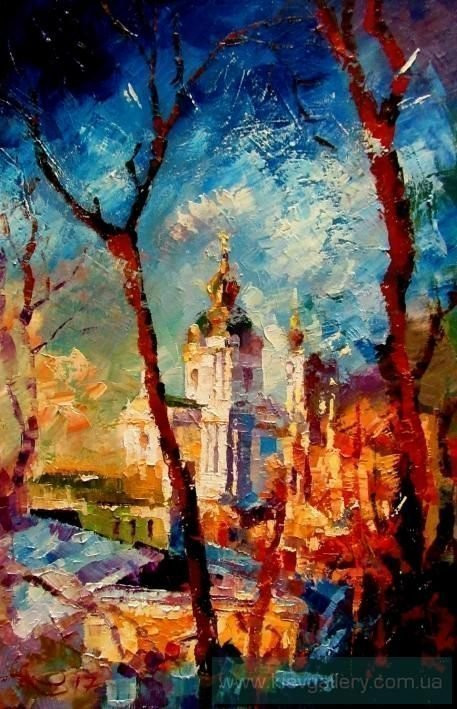 Painting “Early spring. St. Andrew's Church“
