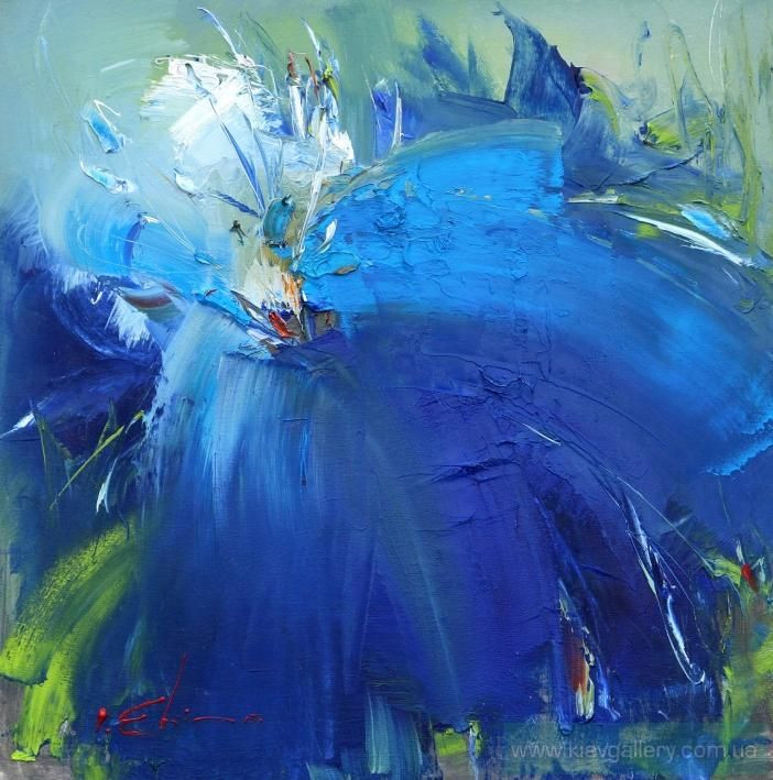 Painting «Blue flower», oil, canvas. Painter Yevsyn Ihor. Sold