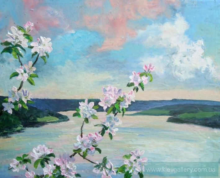 Купить картину «Цветущая яблоня» в жанре весенний пейзаж, маслом на холсте,  в стиле импрессионизм, Елена Самойлик | KyivGallery