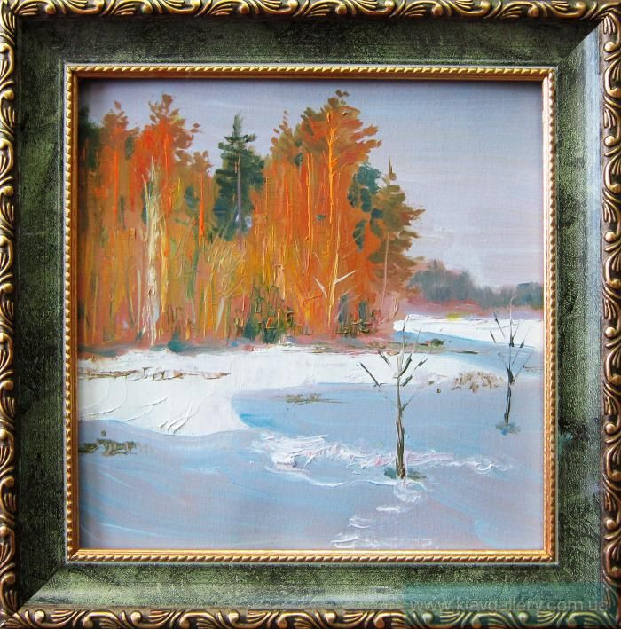 Painting «December on the farm», oil, hardboard. Painter Tytulenko Volodymyr. Buy painting