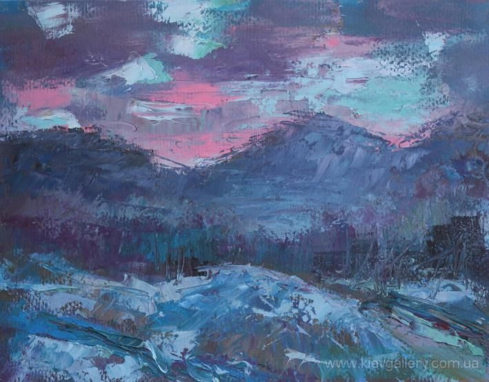 Картина “Морозный вечер в горах“