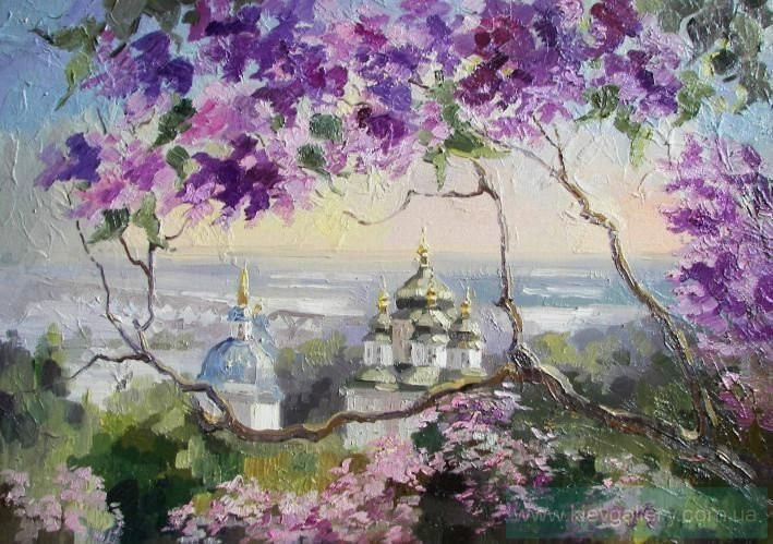 Картина “Киевская весна. Сирень. Церкви“