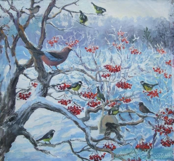 Painting “Winter bird feed“