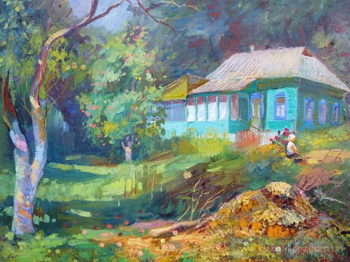 Painting «Near the cottage», oil, canvas. Painter Dobriakova Dariia. Buy painting
