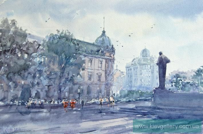 Painting «Lviv. Rainy morning», watercolor, paper. Painter Mykytenko Viktor. Buy painting