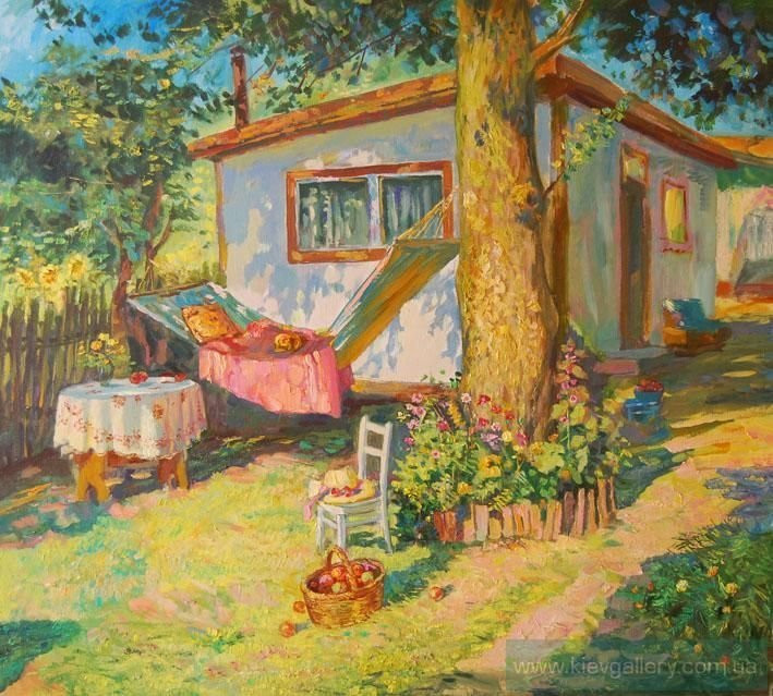Painting «The sun is setting. Country house», oil, canvas. Painter Tytulenko Volodymyr. Buy painting