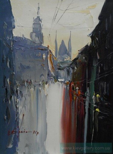 Painting «Lviv after rain», oil, canvas. Painter Yevsyn Ihor. Sold