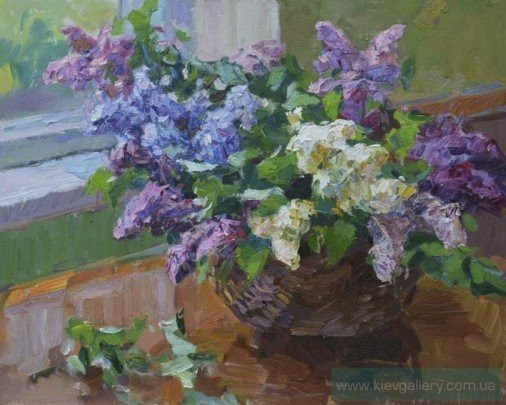 Painting «Lilac in a basket», oil, canvas. Painter Pereta Viacheslav. Buy painting