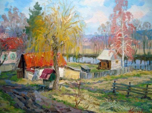 Painting «Well at willow», oil, canvas. Painter Kutilov Yurii. Buy painting