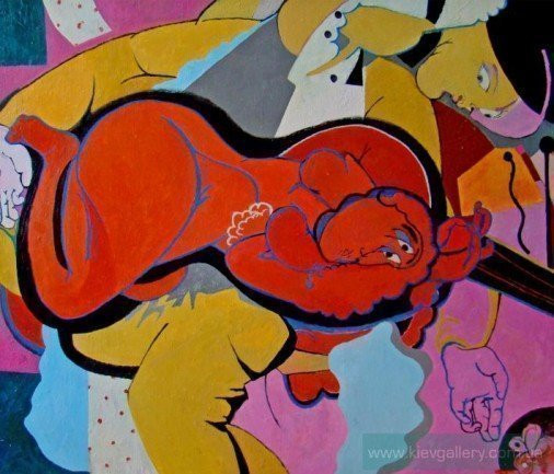Картина «Женщина в футляре», масло, холст. Художница Столярова Ирина. Продана