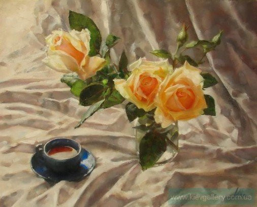 Painting «Contrast roses», oil, canvas. Painter Protsenko Iryna. Sold