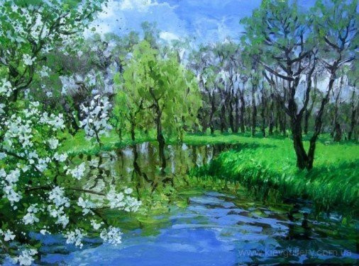 Painting «Spring on Stugna», oil, canvas. Painter Samoilyk Olena. Buy painting