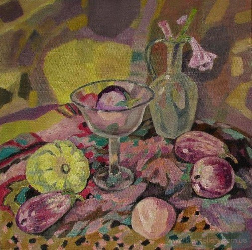 Painting «Still life with aubergines», oil, canvas. Painter Shuliak Tetiana. Buy painting