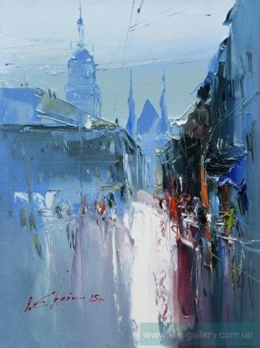 Painting «Lvov. Morning on the Market Square.», oil, canvas. Painter Yevsyn Ihor. Sold