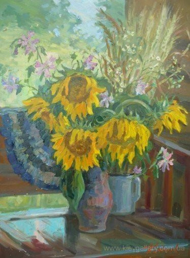 Painting «Still life with sunflowers», oil, canvas. Painter Kutilov Yurii. Buy painting