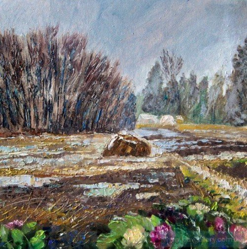 Painting «First snow», oil, hardboard. Painter Tytulenko Volodymyr. Buy painting