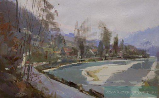 Painting «Winter river», oil, canvas. Painter Pysar Yurii. Buy painting