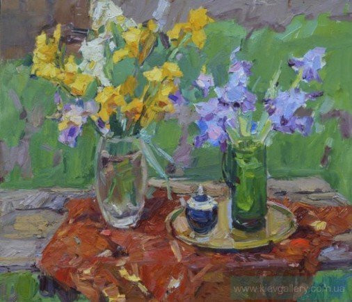 Painting «Irises», oil, canvas. Painter Pereta Viacheslav. Sold