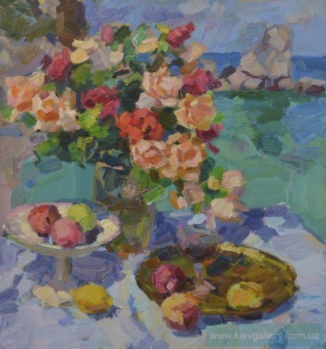 Painting «Roses by the Sea», oil, canvas. Painter Pereta Viacheslav. Sold