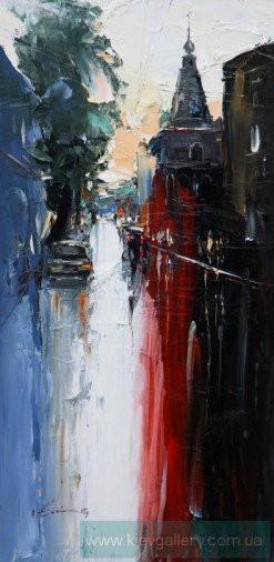 Painting «The streets of Podil», oil, canvas. Painter Yevsyn Ihor. Sold