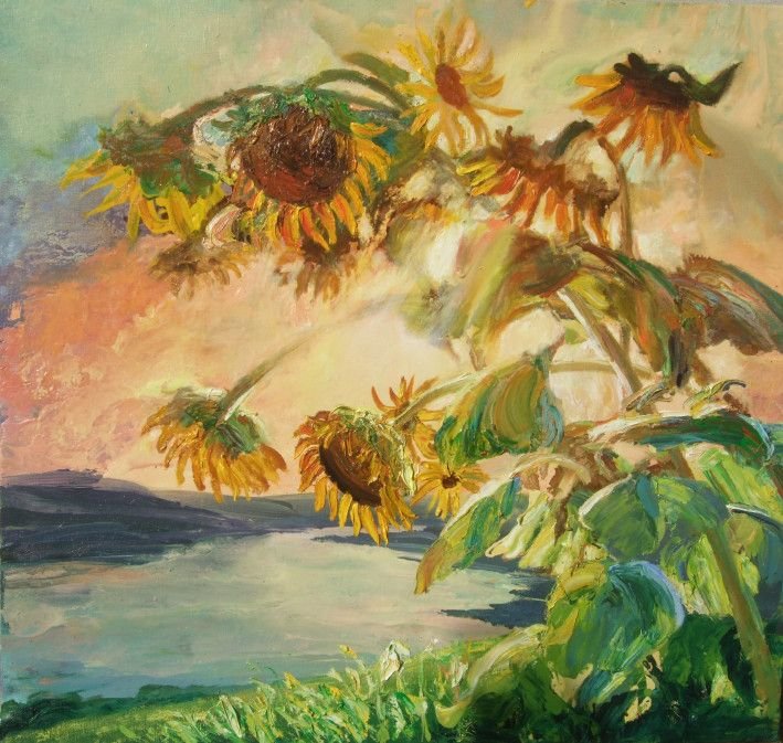 Картина «Соняшники», олійні фарби, полотно. Художниця Самойлик Олена. Купити картину