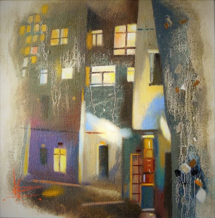 Painting «Courtyard Hundertwasserhaus», oil, canvas. Painter Korniienko Oksana. Buy painting