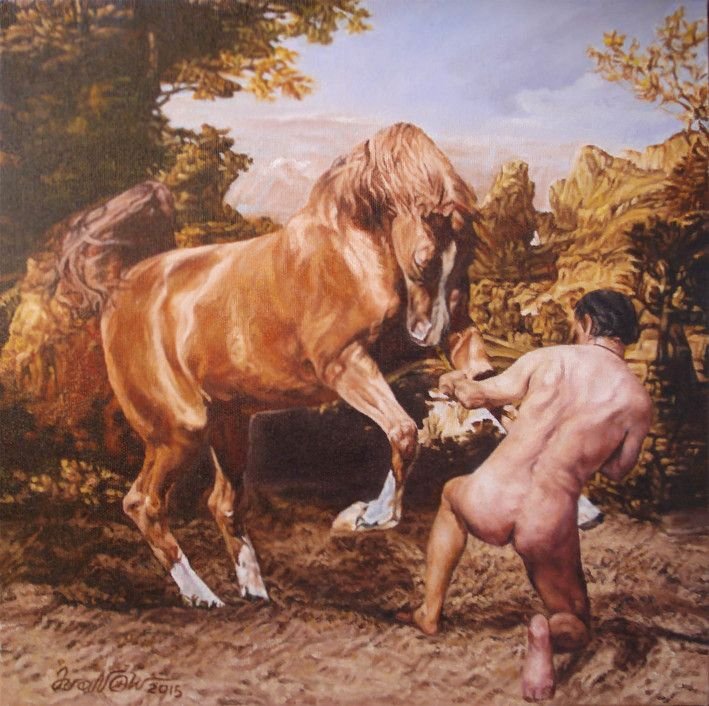 Painting «Taming mare», oil, canvas. Painter Ivanov Volodymyr. Buy painting