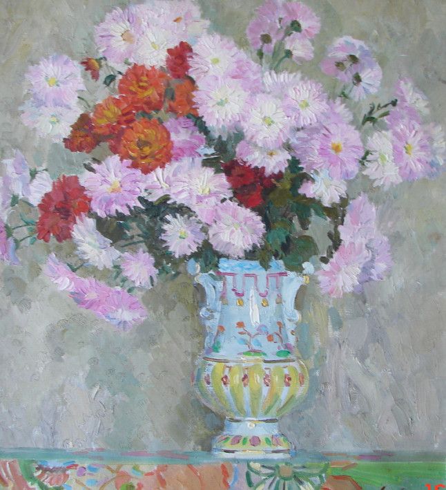 Painting «Still life. Chrysanthemums», oil, canvas. Painter Lytovchenko Borys. Buy painting