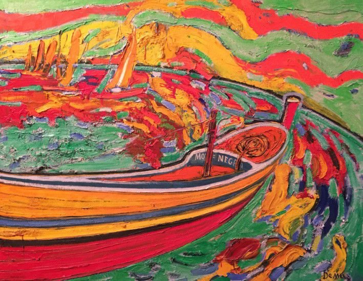 Painting “Boat at sunset“